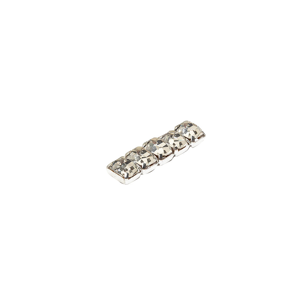 Vintage Clear Rectangular Rhinestones in Silver Setting Ornament - 0.375" x 1.625" Folded