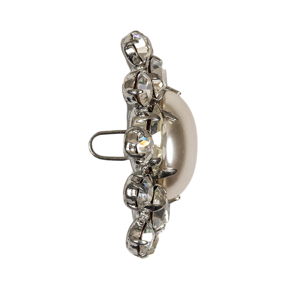 Vintage Crystal Rhinestones and Pearl Finished Open Framework Button - 55L/35mm Folded