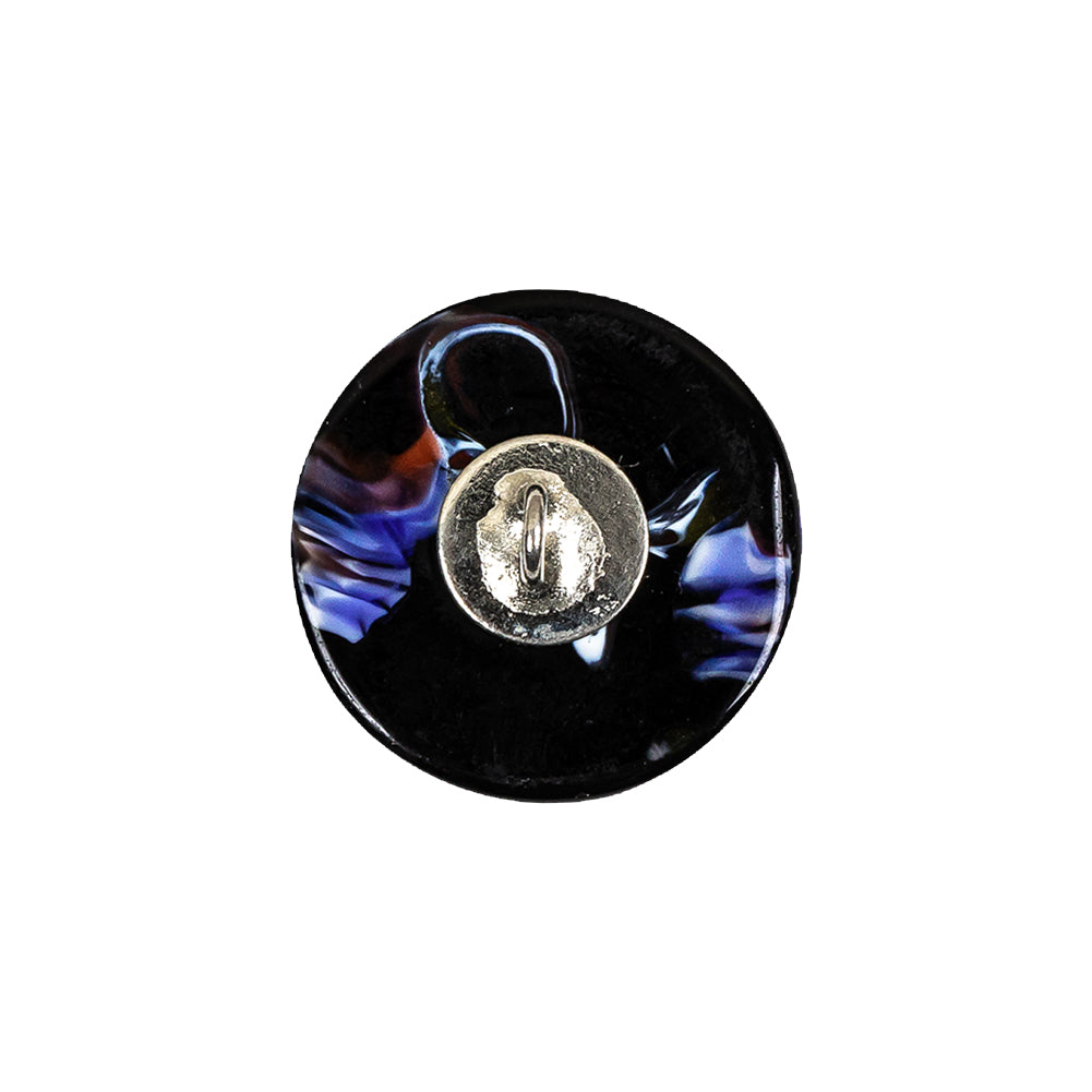 Vintage Black, Red and Blue Mosaic Domed Shank Back Glass Button - 32L/20mm Detail