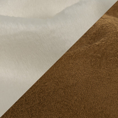 Bonded Gardenia Faux Fur and Dark Khaki Faux Suede Detail