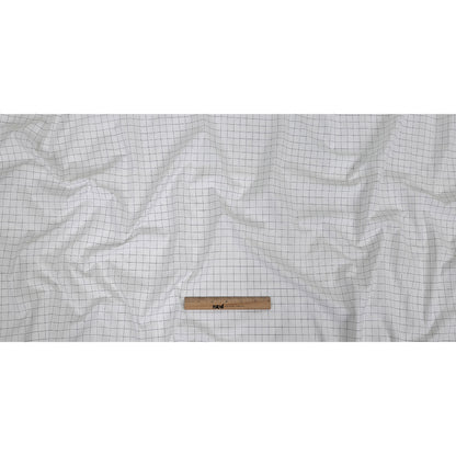 Italian White and Meteorite Gridded Checks Stretch Cotton Shirting Full