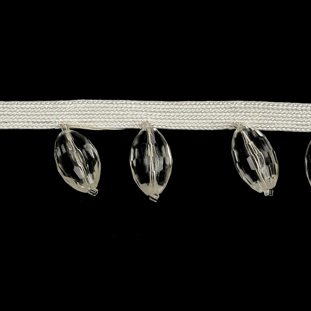 Vintage Crystal Oval Short Beaded Fringe - 1" Detail