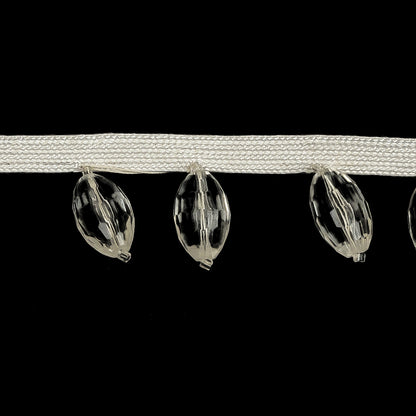 Vintage Crystal Oval Short Beaded Fringe - 1" Detail