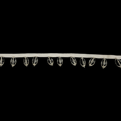 Vintage Crystal Oval Short Beaded Fringe - 1"