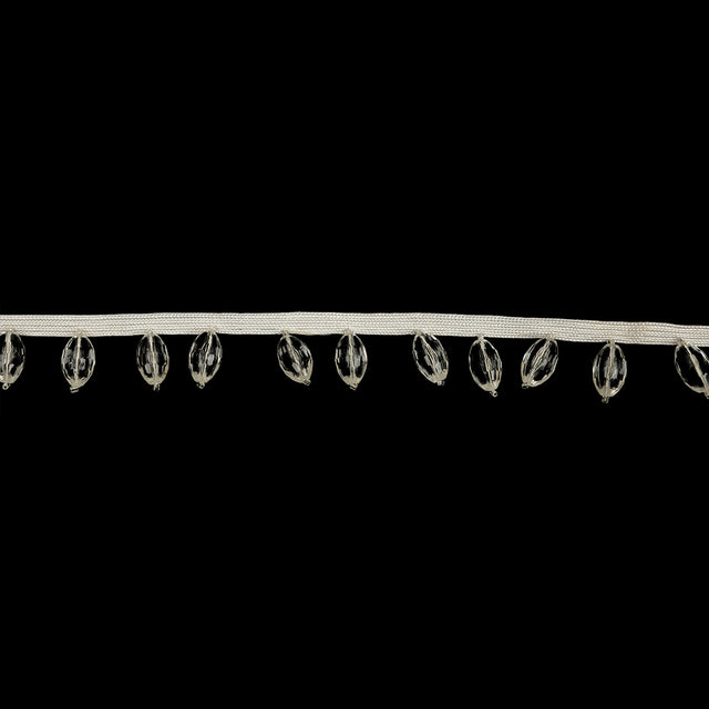 Vintage Crystal Oval Short Beaded Fringe - 1"