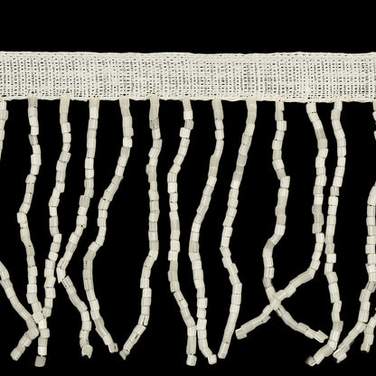 Vintage White Satin Chop Beaded Fringe - 2.5" Detail