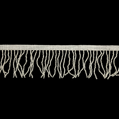 Vintage White Satin Chop Beaded Fringe - 2.5"