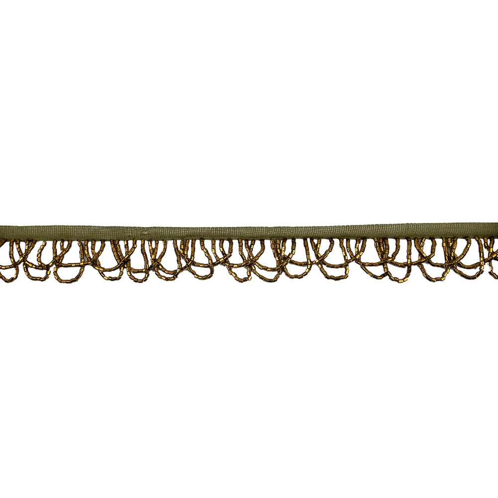 Vintage Bronze Small Looped Bugle Beaded Fringe - 1"