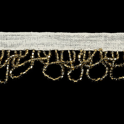 Vintage Gold Small Looped Bugle Beaded Fringe - 1" Detail