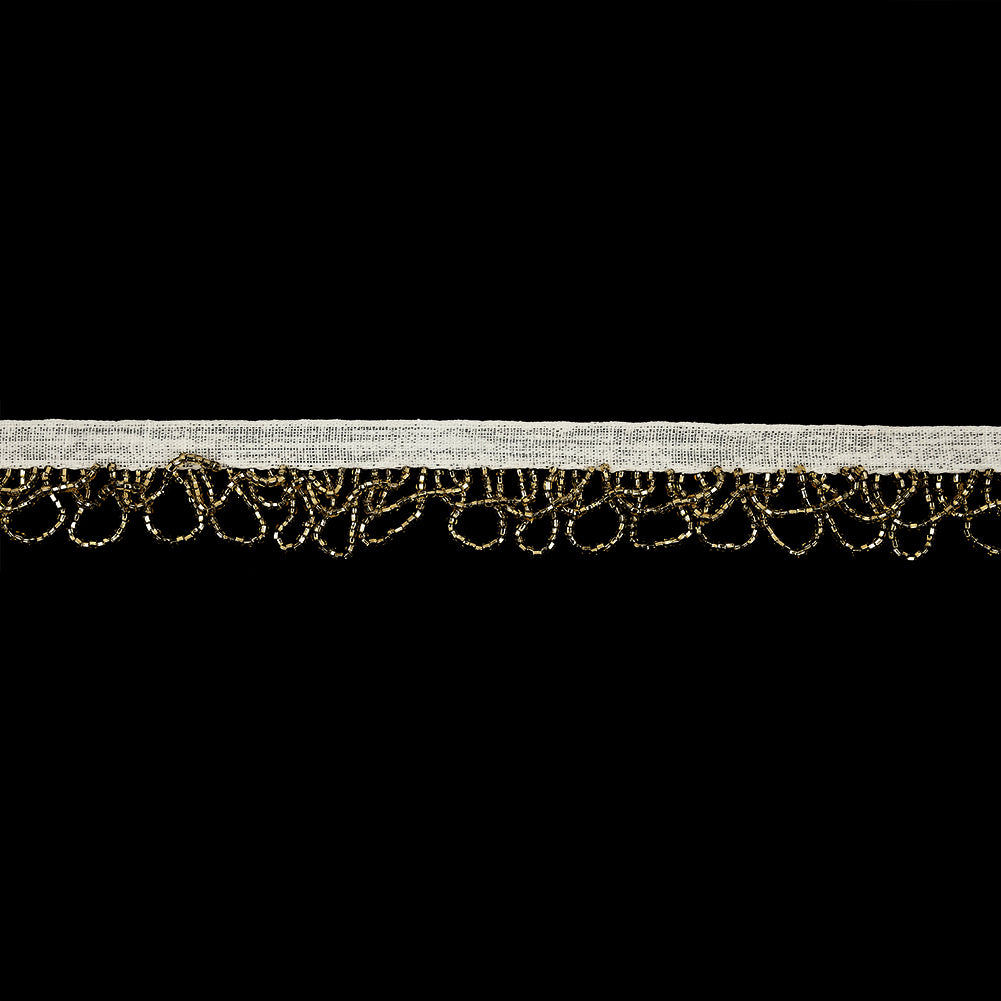 Vintage Gold Small Looped Bugle Beaded Fringe - 1"