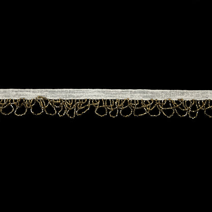 Vintage Gold Small Looped Bugle Beaded Fringe - 1"