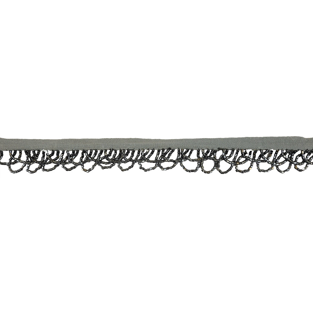 Vintage Gunmetal Small Looped Bugle Beaded Fringe - 1"