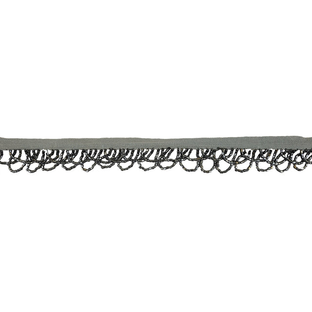 Vintage Gunmetal Small Looped Bugle Beaded Fringe - 1"