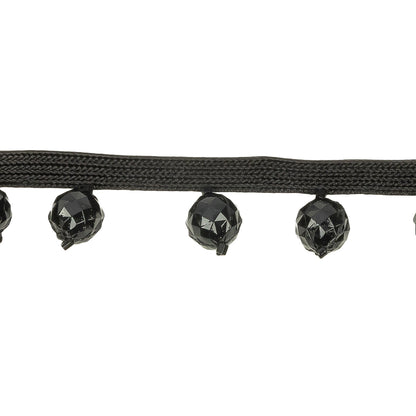 Vintage Black Faceted Beaded Fringe Trim - 0.75" Detail