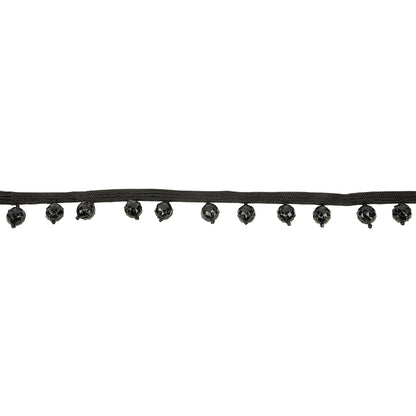 Vintage Black Faceted Beaded Fringe Trim - 0.75"
