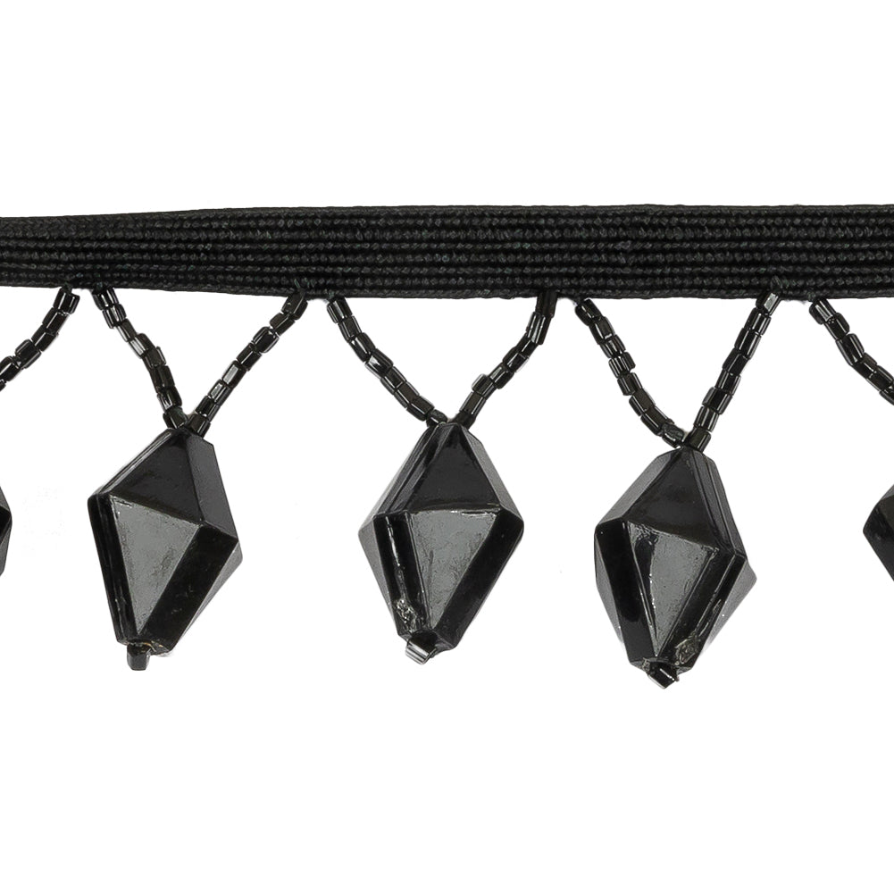 Vintage Black Diamond and Seed Beaded Fringe - 1.5" Detail
