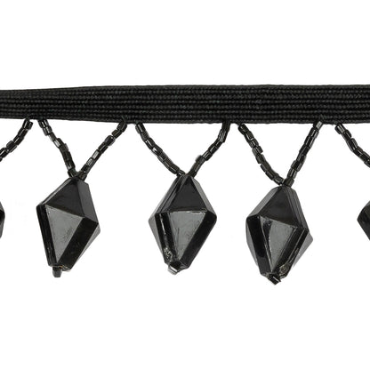 Vintage Black Diamond and Seed Beaded Fringe - 1.5" Detail
