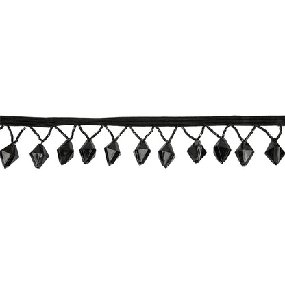Vintage Black Diamond and Seed Beaded Fringe - 1.5"
