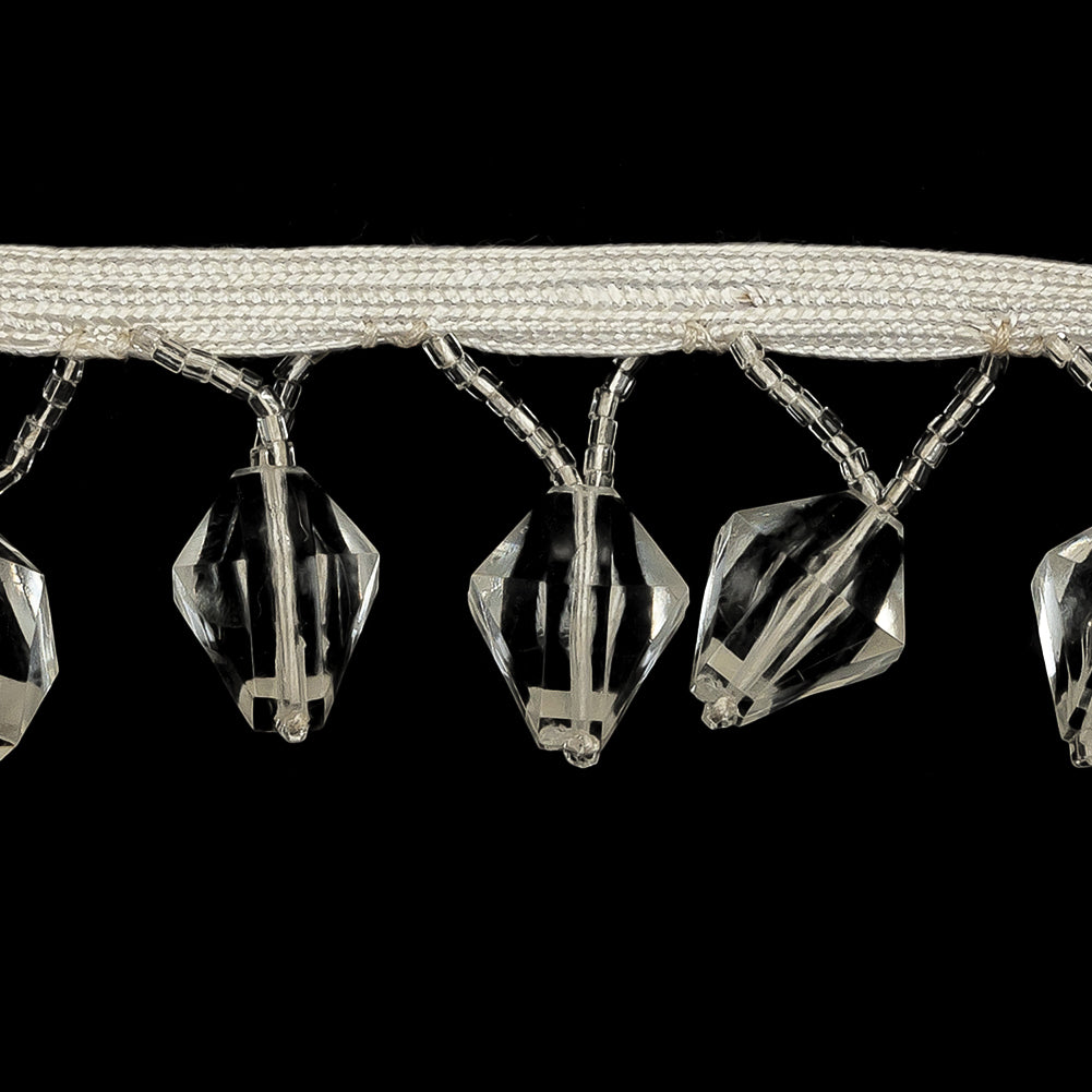 Vintage Crystal Diamond and Seed Beaded Fringe - 1.5" Detail