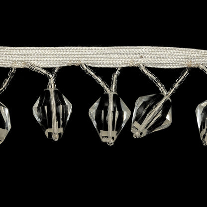 Vintage Crystal Diamond and Seed Beaded Fringe - 1.5" Detail