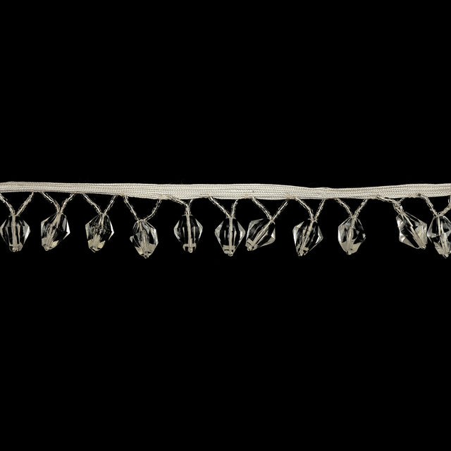 Vintage Crystal Diamond and Seed Beaded Fringe - 1.5"