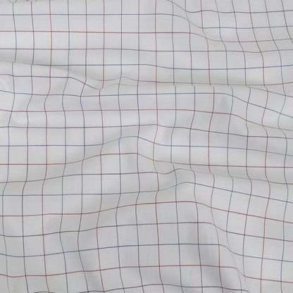 White, Adrenaline Rush and Nebulas Blue Gridded Checks Cotton Shirting