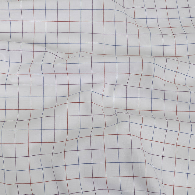 White, Adrenaline Rush and Nebulas Blue Gridded Checks Cotton Shirting