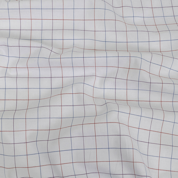 template--25130090922057__main-White, Adrenaline Rush and Nebulas Blue Gridded Checks Cotton Shirting