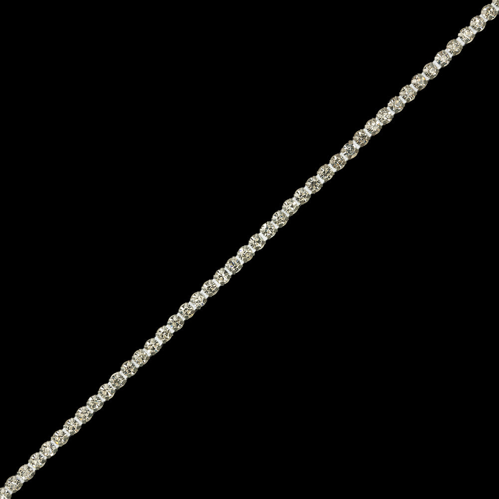 Vintage Czech Single Row Crystal Rhinestones in Silver Metal Settings