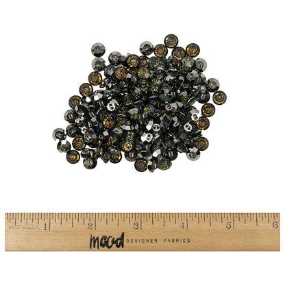 Vintage Tabac Rhinestone Two Hole Button with Gunmetal Backing - 13L/8mm Full