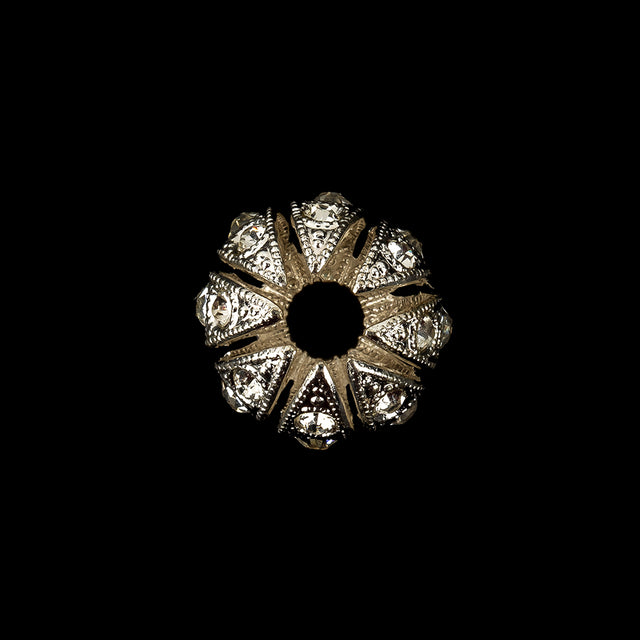 Vintage Czech Crystal Rhinestones and Decadent Silver Abstract Ornament - 28L/18mm