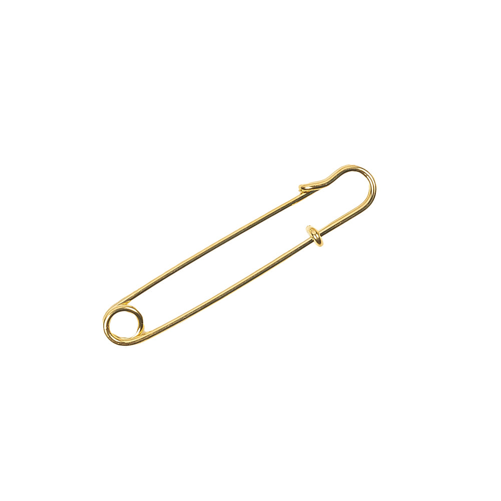 Vintage Czech Gold Decorative Safety Pin - 2.5" Folded