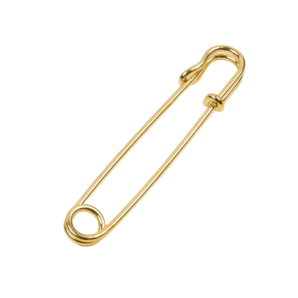 Vintage Czech Gold Decorative Safety Pin - 2.5"