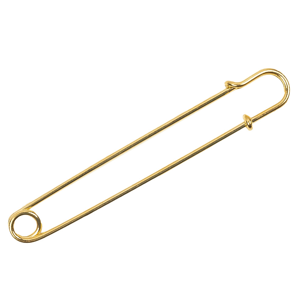 Vintage Czech Gold Large Decorative Safety Pin - 3.25" Folded