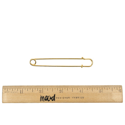 Vintage Czech Gold Large Decorative Safety Pin - 3.25" Full
