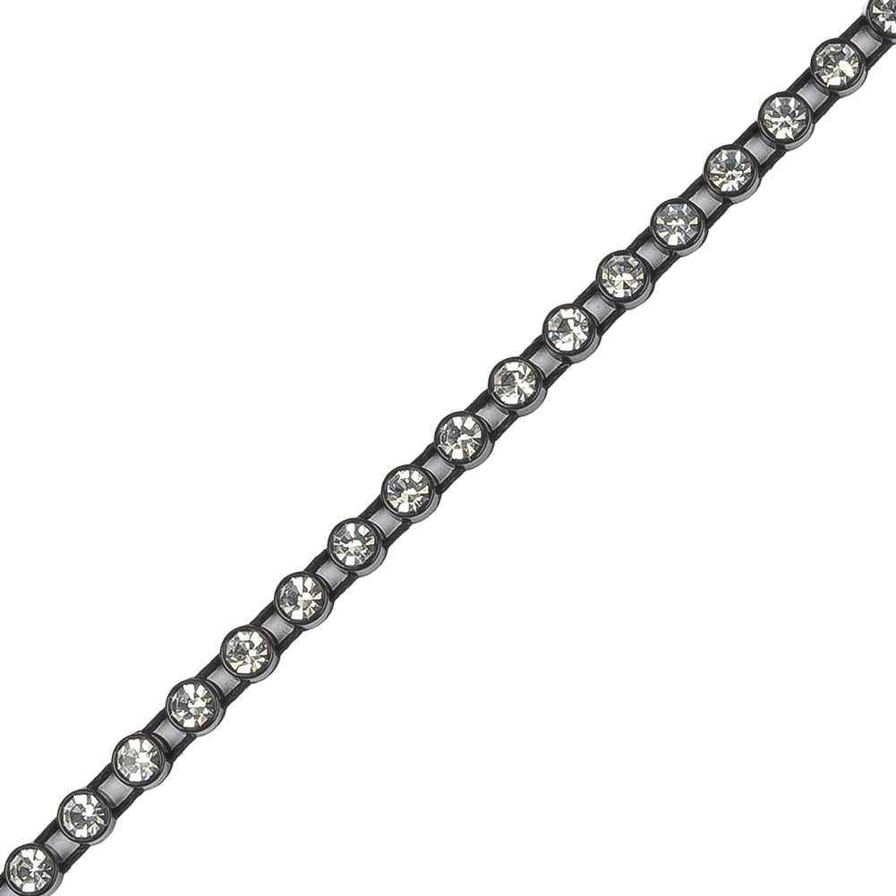 Vintage Crystal and Black Rhinestone Trimming - 3mm Detail