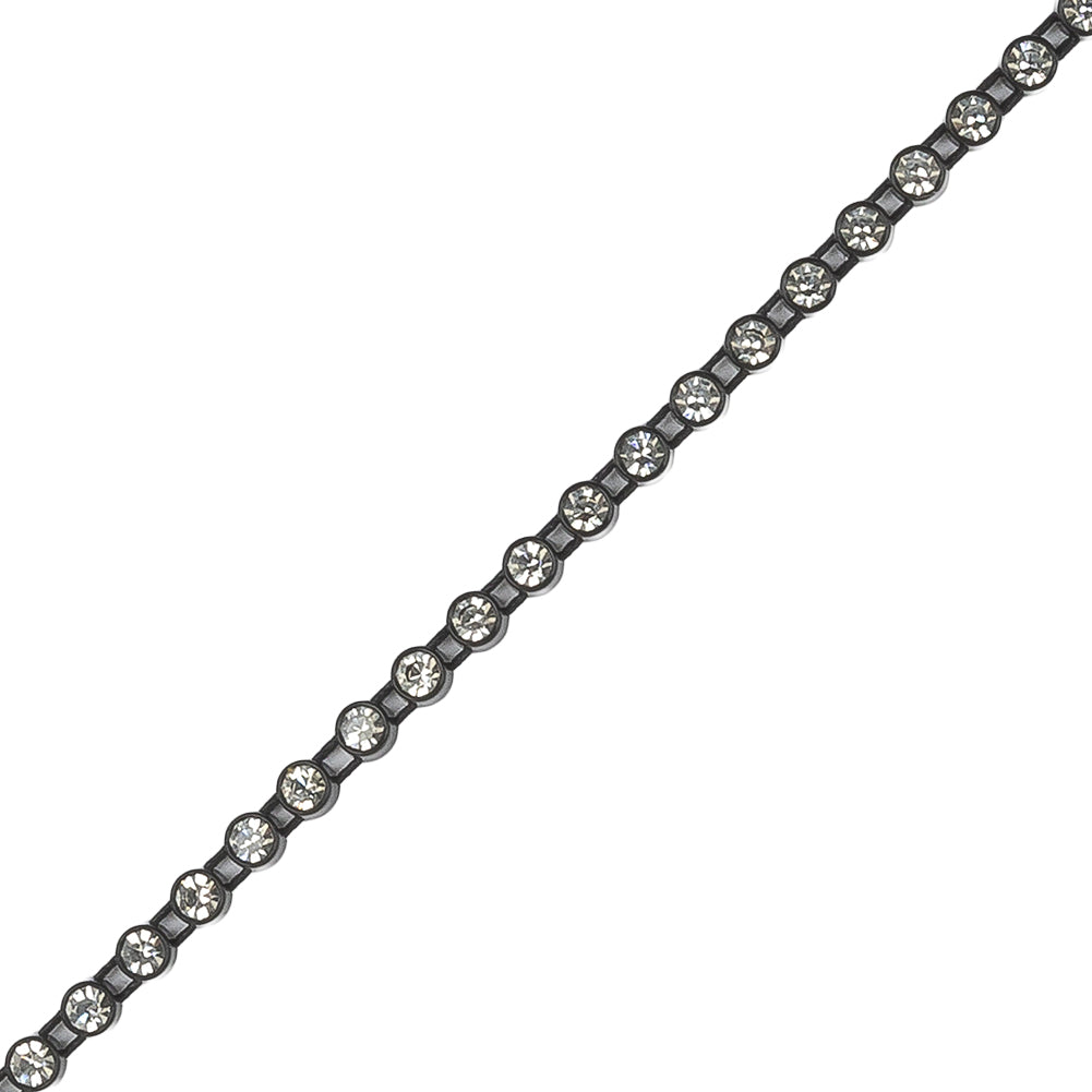 Vintage Crystal and Black Small Rhinestone Trimming - 2mm Detail