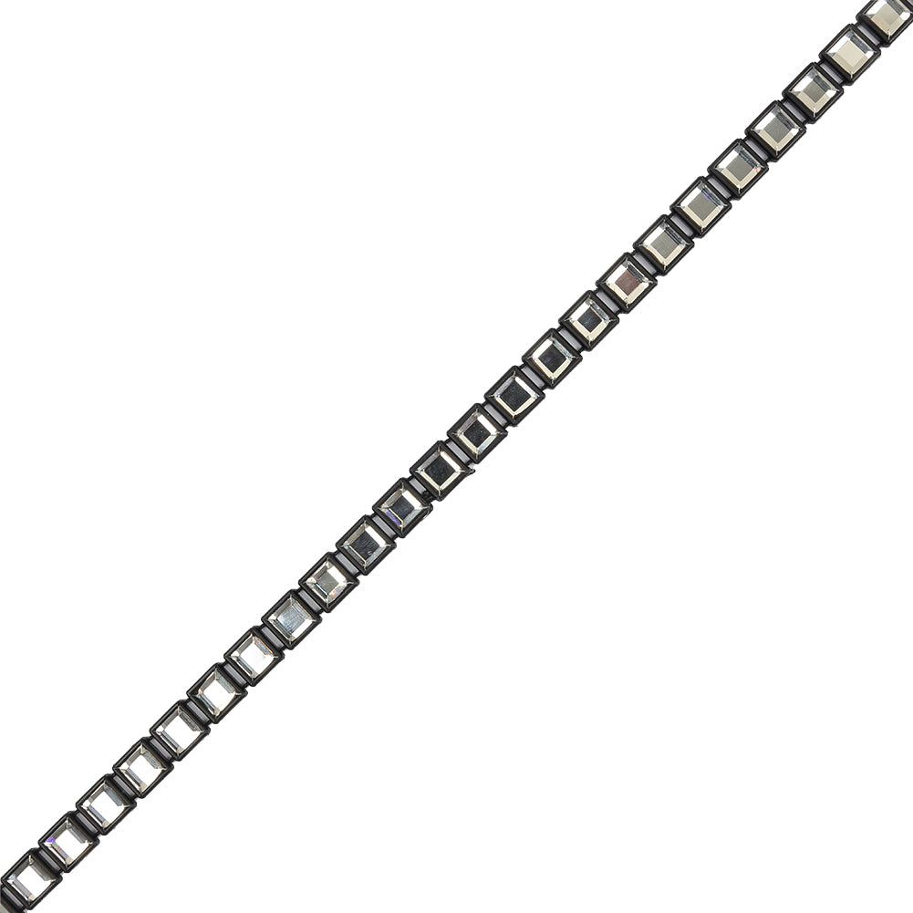 Vintage Crystal and Black Square Rhinestone Trimming - 0.25"