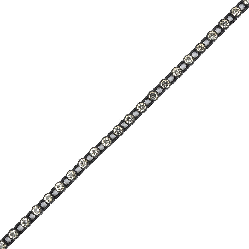 Vintage Crystal and Black Stretch Rhinestone Trimming - 4mm