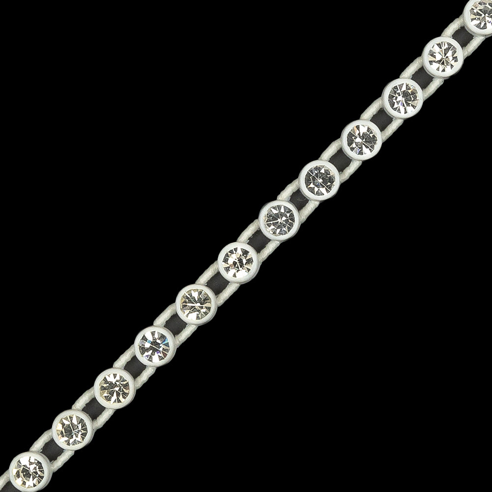 Vintage Crystal and White Stretch Rhinestone Trimming - 4mm Detail
