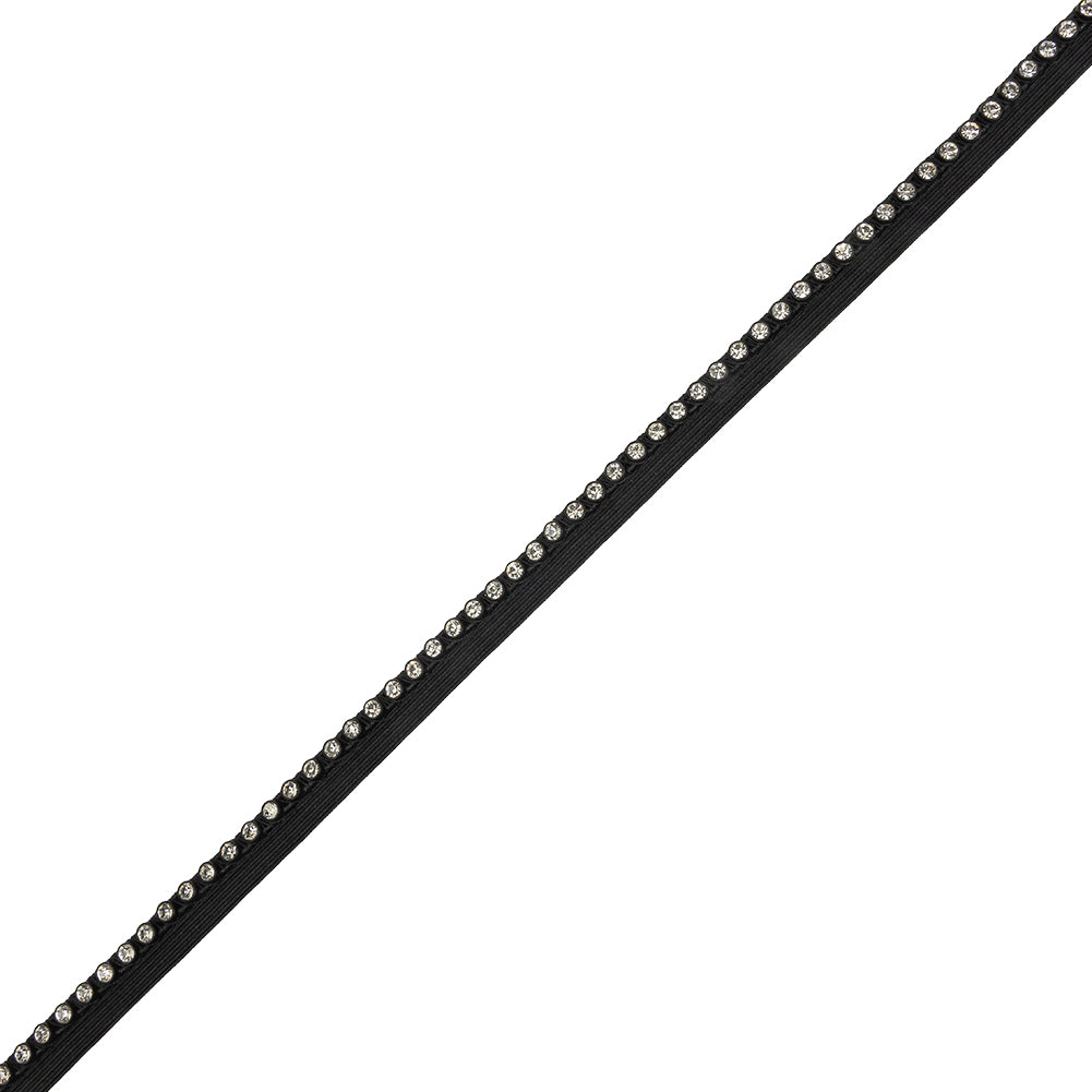 Vintage Crystal and Black Stretch Rhinestone Piping - 0.375"
