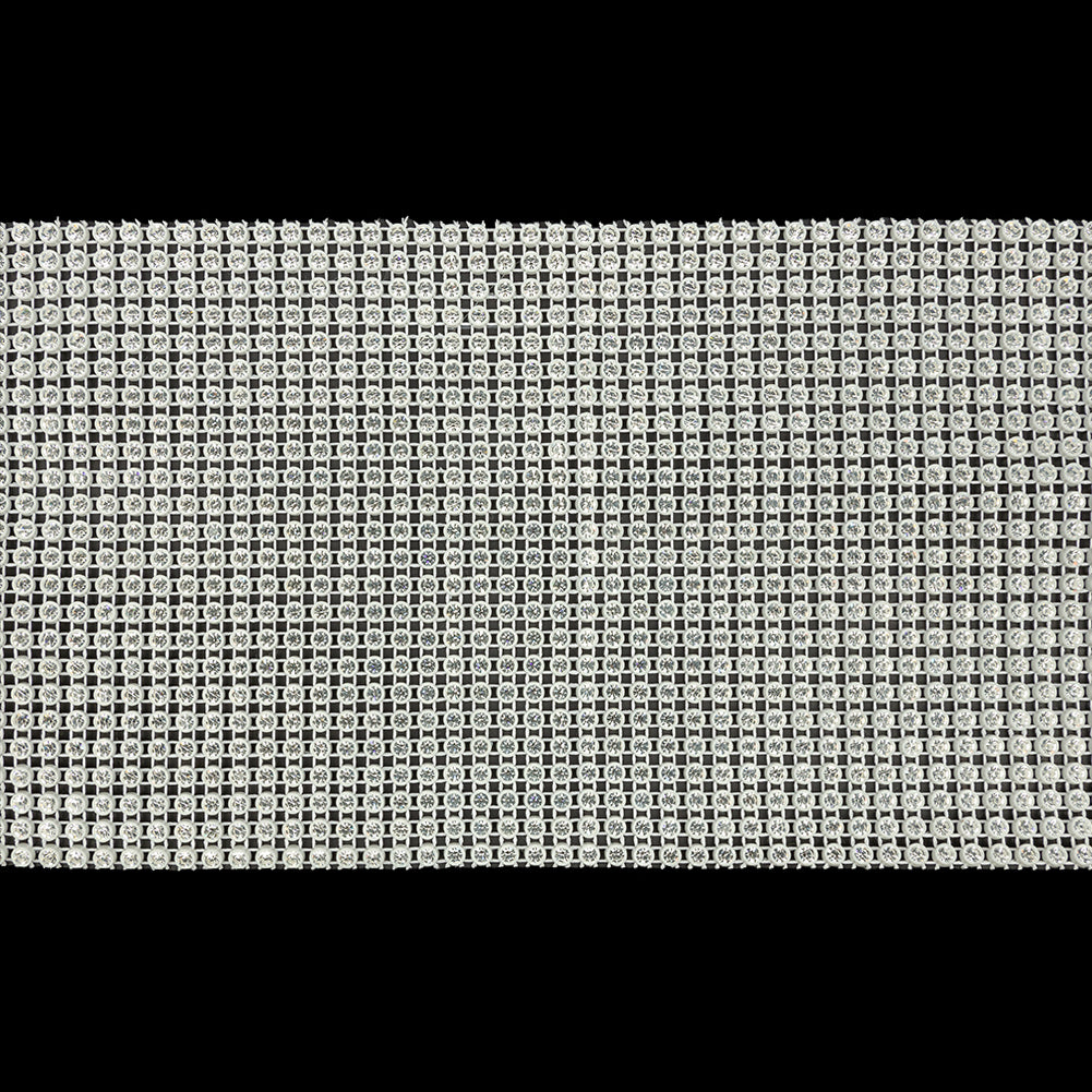 Vintage Crystal and White 24 Row Rhinestone Trim - 4.625"
