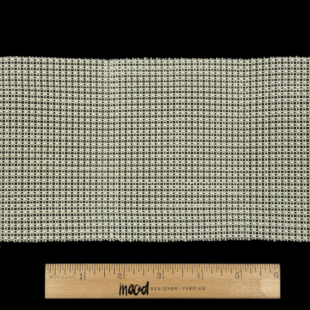 Vintage Ivory Faux Pearl Dotted Mesh Trimming - 4.625" Full