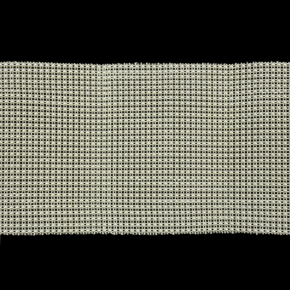 Vintage Ivory Faux Pearl Dotted Mesh Trimming - 4.625"