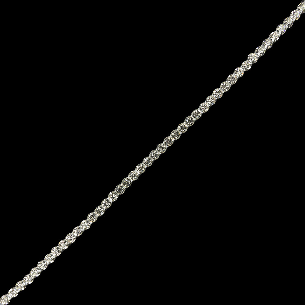 Vintage Crystal and Silver One Row Rhinestone Trim - 0.25"