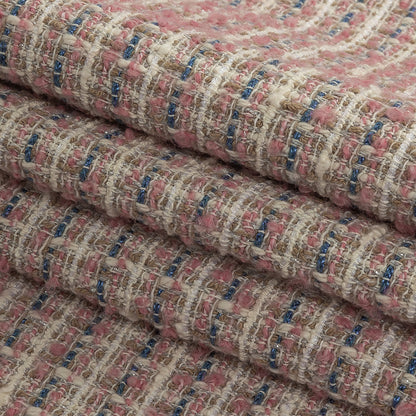 Italian Light Pink, Riviera and Metallic Silver Cotton Tweed Folded
