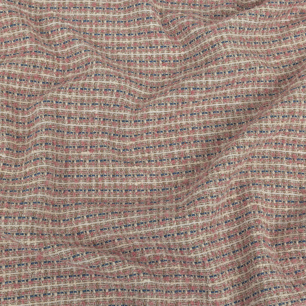 Italian Light Pink, Riviera and Metallic Silver Cotton Tweed
