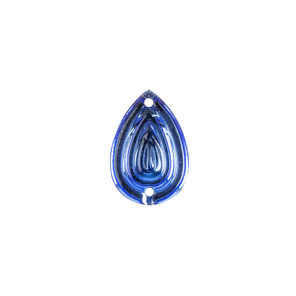 Vintage Swarovski Sapphire Silver Foiled Rippling Teardrop Sew-on Rhinestone - 16mm x 11mm