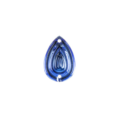 Vintage Swarovski Sapphire Silver Foiled Rippling Teardrop Sew-on Rhinestone - 16mm x 11mm