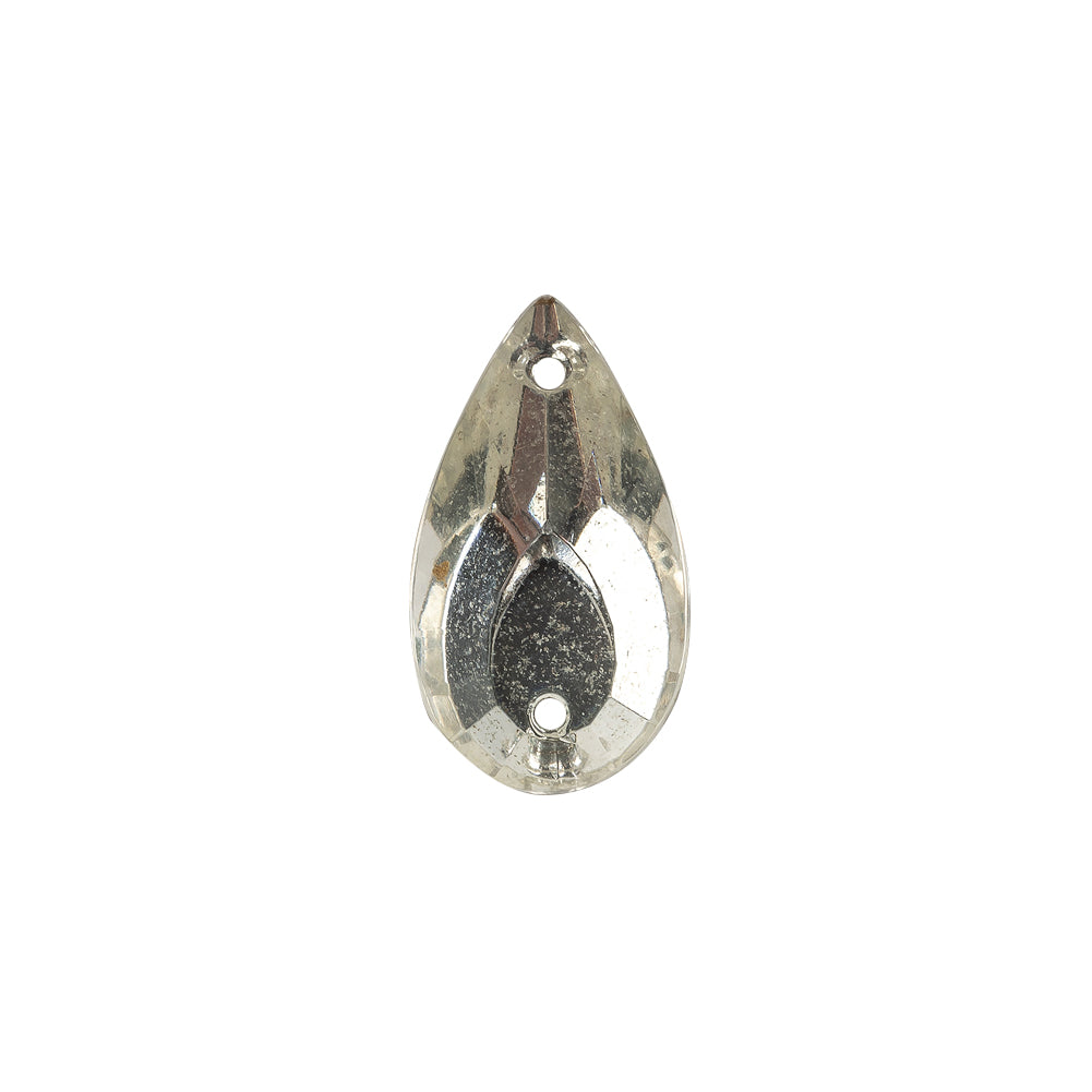 Vintage Czech Crystal Teardrop Gold Backed Sew-on Imitation Stone - 20mm x 11mm
